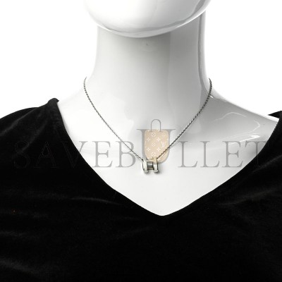 HERMÈS LACQUERED PALLADIUM POP H PENDANT NECKLACE WHITE 